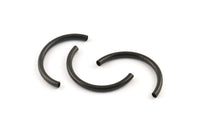 Black Noodle Tubes, 6 Oxidized Black Brass Semi Circle Curved Tube Beads (3.5x41mm) D0266 S1217