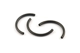 Black Noodle Tubes, 6 Oxidized Black Brass Semi Circle Curved Tube Beads (3.5x41mm) D0266 S1217