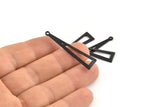 Black Triangle Charm, 12 Oxidized Black Brass Triangle Charms With 1 Hole, Findings (40x9x0.80mm) A1479