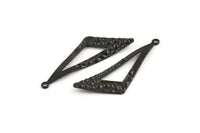 Black Triangle Charm, 12 Oxidized Black Brass Triangle Charms With 1 Loop, Charms, Earrings (37x12x0.70mm) D1248