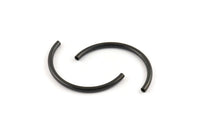 Black Noodle Tubes, 6 Oxidized Black Brass Semi Circle Curved Tube Beads (4x45mm) D0264