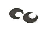 Black Moon Charm, 6 Hammered Oxidized Black Brass Horn Charms With 2 Holes (30x13.5x0.50mm) D1243