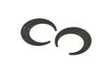 Black Moon Charm, 4 Oxidized Black Brass Crescent Moon Charms With 2 Holes, Connectors (30x28x0.80mm) A1430 S1153