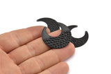 Black Moon Charm, 6 Textured Oxidized Black Brass Horn Charms With 2 Holes (30x13.5x0.60mm) D955