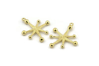 Brass Boom Charm, 6 Raw Brass Boom Charms With 1 Loop (30x26x1mm) N1485