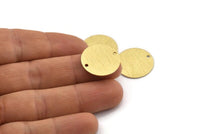 Brass Round Charm, 12 Textured Raw Brass Round Connectors With 2 Holes, Blanks (20x0.70mm) M01369