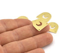 Brass Moon Charm,  24 Raw Brass D Shape Charms With 3 Holes (16x17x0.50mm) M1065