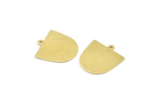 Brass D Shape,  24 Raw Brass D Shape Charms With 1 Loop, Brass Blanks (18x17x0.50mm) M1049