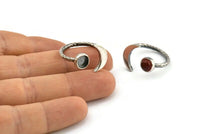 Silver Ring Settings, 925 Oxidized Silver Moon And Planet Ring With 1 Stone Setting - Pad Size 6mm BS 1964