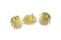 Brass Eye Earring, 2 Raw Brass Eye Stud Earrings (20x22x2mm) N1513