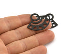 Black Ethnic Charm, 2 Oxidized Black Brass Charms, Black Pendants, Findings (32x26x1mm) E664