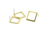 Brass Square Earring, 10 Raw Brass Square Stud Earrings (16x1.5x0.9mm) Y111 A1804