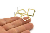 Brass Square Earring, 10 Raw Brass Square Stud Earrings (16x1.5x0.9mm) Y111 A1804