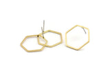 Brass Hexagon Earring, 10 Raw Brass Hexagon Stud Earrings (20x1mm) Bs 1225 A1742