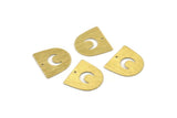 Brass Moon Charm,  24 Textured Raw Brass D Shape Charms With 1 Hole (16x17x0.50mm) M01316