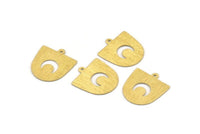 Brass Moon Charm,  24 Textured Raw Brass D Shape Charms With 1 Loop (18x17x0.50mm) M01313