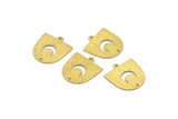 Brass Moon Charm,  24 Textured Raw Brass D Shape Charms With 1 Loop And 1 Hole (18x17x0.50mm) M01311