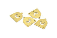 Brass Moon Charm,  24 Textured Raw Brass D Shape Charms With 1 Loop And 3 Holes (18x17x0.50mm) M01319