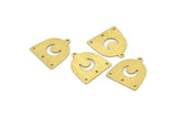 Brass Moon Charm,  24 Textured Raw Brass D Shape Charms With 1 Loop And 3 Holes (18x17x0.50mm) M01319