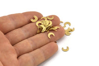 Brass Moon Blank, 250 Textured Raw Brass Tiny Crescent Moon Blanks (7x6x0.50mm) M01308