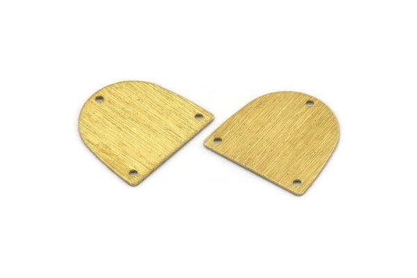 Brass D Shape, 24 Textured Raw Brass D Shape Charms With 3 Holes, Brass Blanks (16x17x0.50mm) M01330