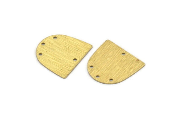 Brass D Shape, 24 Textured Raw Brass D Shape Charms With 4 Holes, Brass Blanks (16x17x0.50mm) M01331