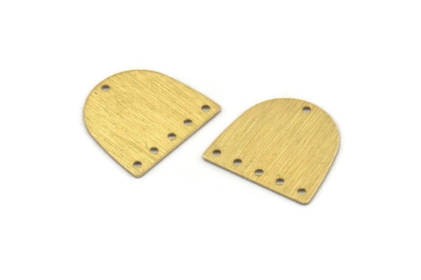 Brass D Shape, 24 Textured Raw Brass D Shape Charms With 6 Holes, Brass Blanks (16x17x0.50mm) M01333