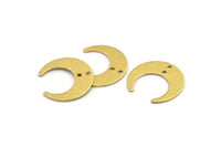 Brass Moon Charm, 12 Textured Raw Brass Crescent Moon Charms With 2 Holes (20x19x0.80mm) A1856