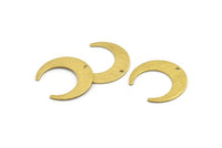 Brass Moon Charm, 12 Textured Raw Brass Crescent Moon Charms With 1 Hole (25x23x0.80mm) A1879