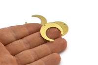 Brass Moon Charm, 12 Textured Raw Brass Crescent Moon Charms With 1 Hole (25x23x0.80mm) A1879