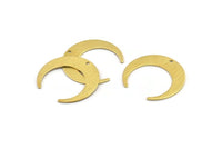 Brass Moon Charm, 10 Textured Raw Brass Crescent Moon Charms With 1 Hole (30x28x0.80mm) A1859