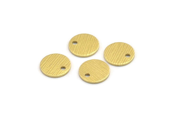 Brass Round Charm, 50 Textured Raw Brass Round Tags With 1 Hole (10x0.80mm) A1853