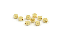 Gold Spacer Bead, 24 Gold Plated Brass Circle Industrial Spacer Beads With 1 Hole, Findings (4x2.5mm) D1431