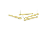 Brass Stick Earring, 10 Raw Brass Stick Stud Earrings With 1 Hole (30x4x1.5x0.80mm) A1322 A1808