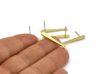 Brass Stick Earring, 10 Raw Brass Stick Stud Earrings With 1 Hole (25x4x1.5x0.80mm) A1352 A1813