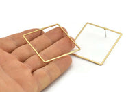 Brass Square Earring, 4 Raw Brass Square Stud Earrings (42mm) Bs 1310 A1778