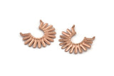 Rose Gold Sun Pendant, Rose Gold Plated Brass Textured Sun Pendants With 2 Loops (35x30x1.9mm) E209 H1685