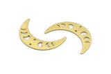 Brass Moon Charm, 10 Textured Raw Brass Moon Phases Charms With 2 Holes (36x9x0.80mm) M01458