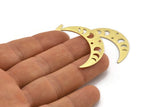 Brass Moon Charm, 10 Textured Raw Brass Moon Phases Charms With 2 Holes (36x9x0.80mm) M01458