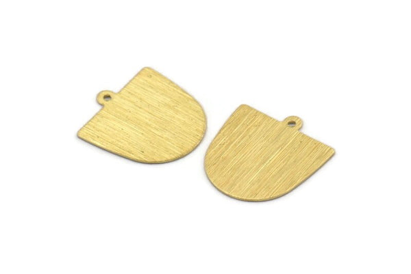 Brass D Shape,  24 Textured Raw Brass D Shape Charms With 1 Loop, Brass Blanks (18x17x0.50mm) M01372