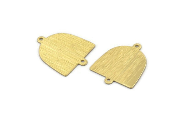 Brass D Shape,  24 Textured Raw Brass D Shape Charms With 2 Loops, Brass Blanks (21x17x0.50mm) M01373