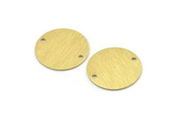 Brass Round Charm, 12 Textured Raw Brass Round Connectors With 2 Holes, Blanks (20x0.70mm) M01369