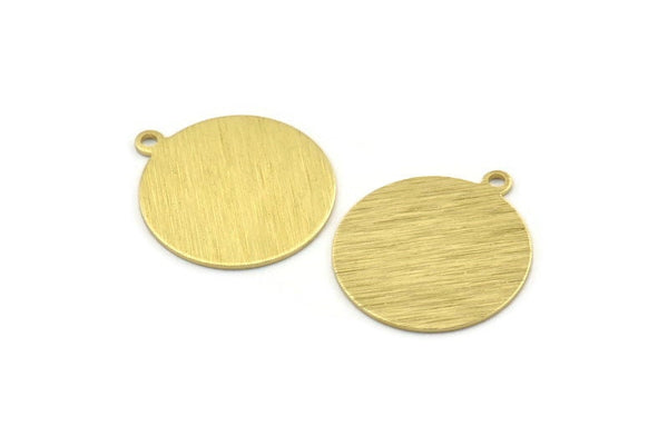 Brass Round Charm, 12 Textured Raw Brass Round Charms With 1 Loop, Blanks (23x20x0.70mm) M01370