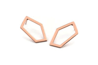 Rose Gold Geometric Earring, 4 Rose Gold Plated Brass Pentagonal Stud Earrings (28x16x1mm) D0766 A1169 Q1014