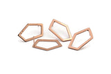 Rose Gold Geometric Earring, 4 Rose Gold Plated Brass Pentagonal Stud Earrings (28x16x1mm) D0766 A1169 Q1014