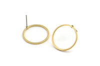 Brass Circle Earring, 10 Raw Brass Circle Stud Earrings (18x1x1mm) BS 1096 A1933