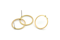 Brass Circle Earring, 10 Raw Brass Circle Stud Earrings (18x1x1mm) BS 1096 A1933