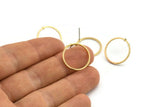 Brass Circle Earring, 10 Raw Brass Circle Stud Earrings (18x1x1mm) BS 1096 A1933