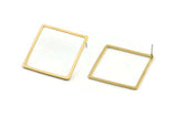 Brass Square Earring, 4 Raw Brass Square Stud Earrings (35x1.5mm) D1517 A1939