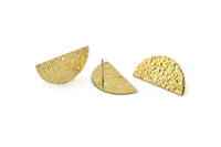 Brass Moon Earring, 8 Raw Brass Half Moon Stud Earrings With 1 Hole (25x12x0.60mm) D0794 A1927